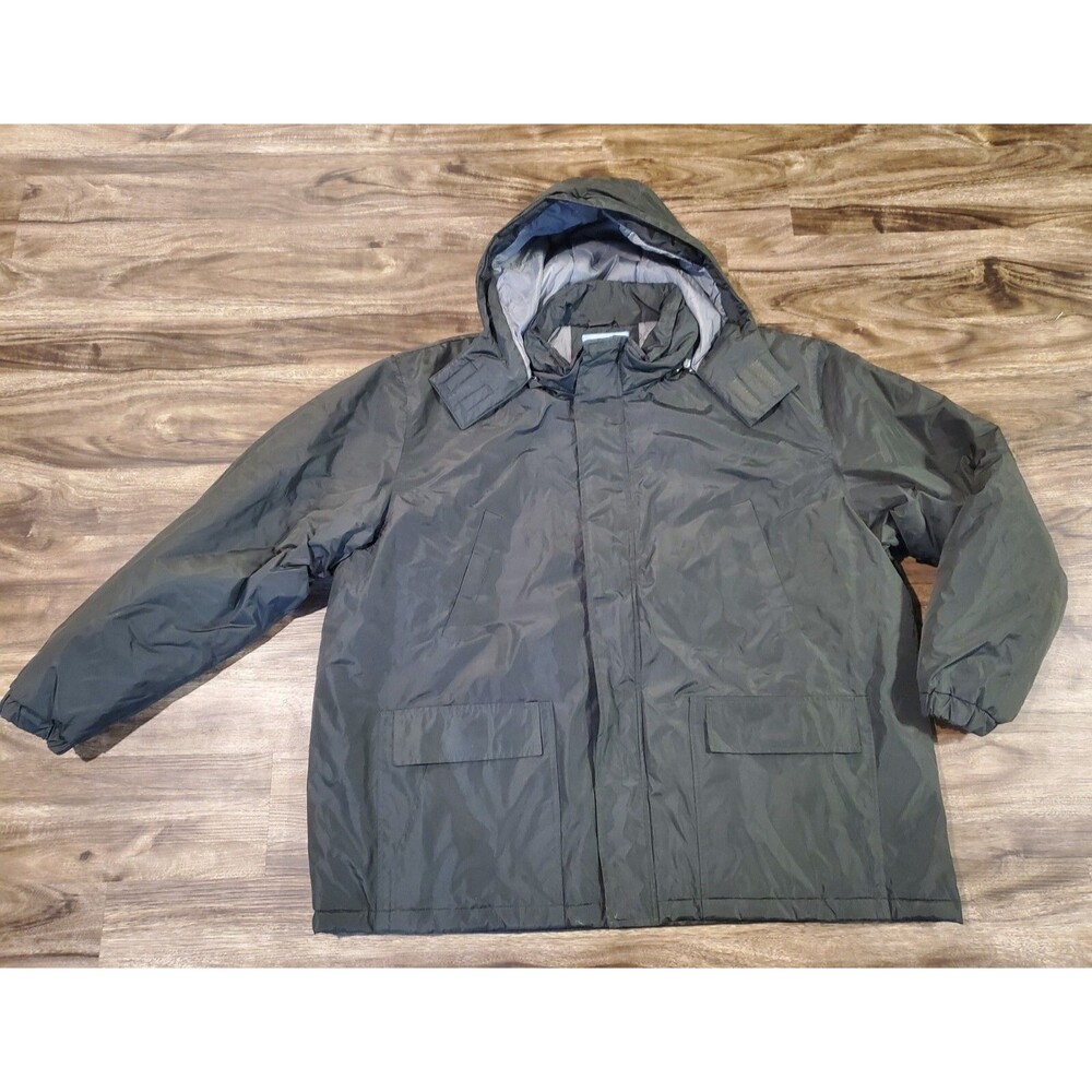 NWOT Jack Frost Men's 3X 3XL Coat Green Hooded Pockets PVC Coating